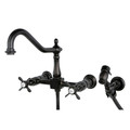 Essex KS1245BEXBS 8" Centerset Wall Mount Kitchen Faucet with Brass Sprayer KS1245BEXBS